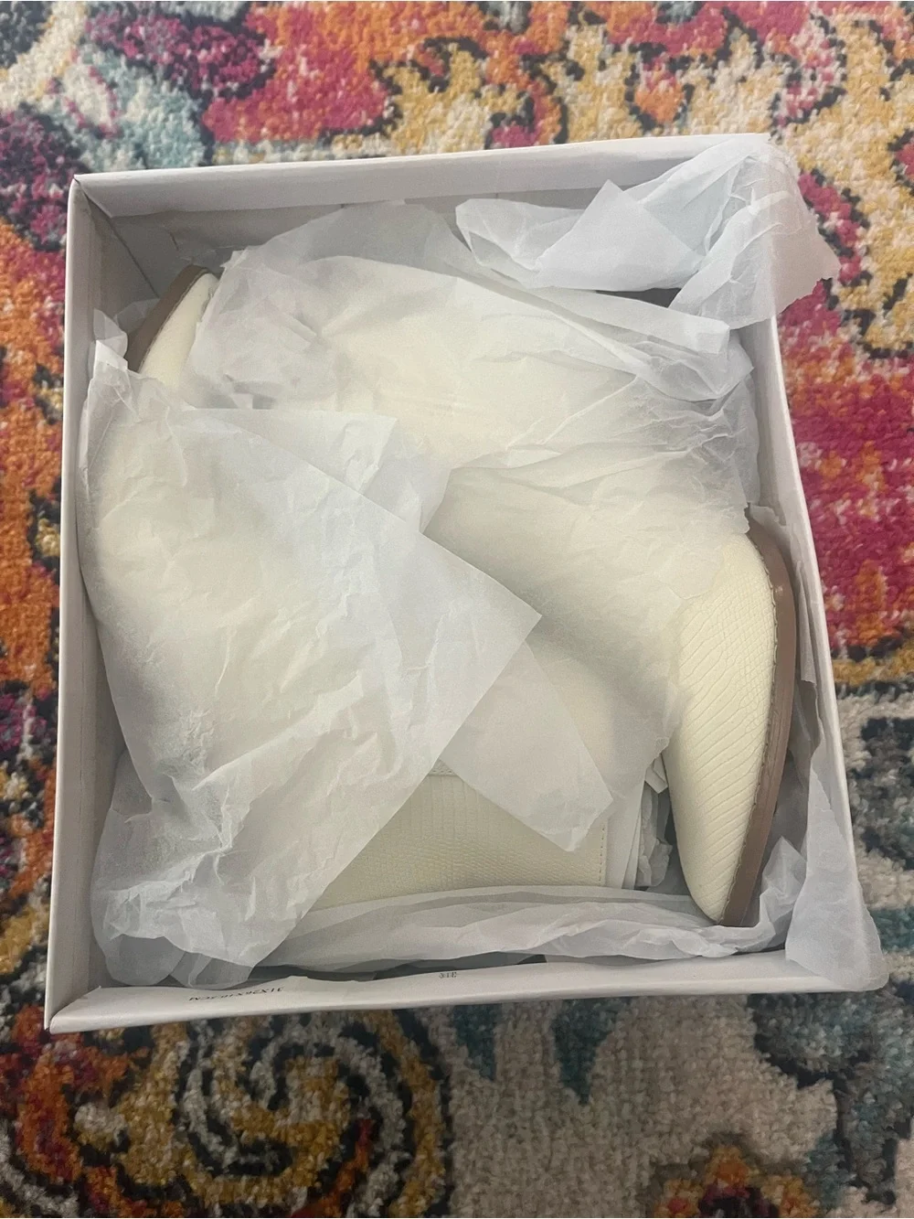 Lulu's Ivory Pointed-Toe Ankle Booties with Stacked Heel